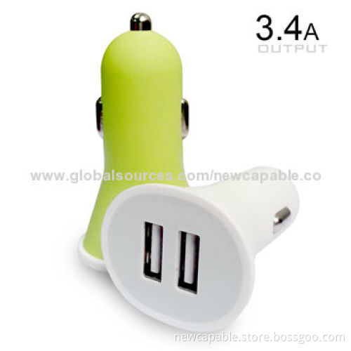 3.4A Big Output Car Charger with Rubber Paint Case, 61 x 36 x 29mm Size